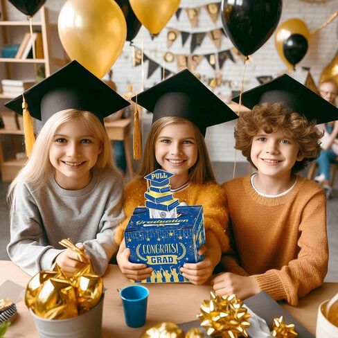 Graduation Money Box for Cash Gift Pull,Gold Black Graduation Gifts Surprise Money Box with Pull Out Happy Graduation Congrat Grad Card for Class of 2025 Graduation Party Supplies High School College in Saudi Arabia