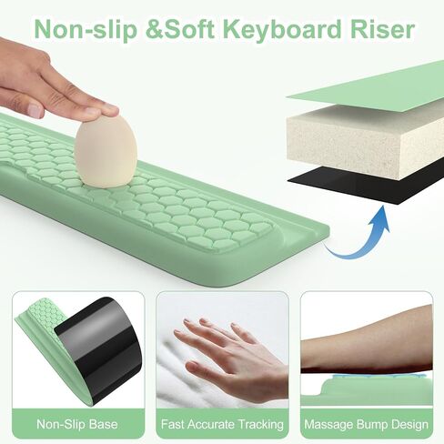iCasso Ergonomic Keyboard Stand and Wrist Rest Pad,Memory Foam with Wrist Support for Computer Laptop,Non-Slip Arm Rest Wrist Guard with Acrylic Tilted Holder for Home,Office,Gaming(Blue) in Saudi Arabia