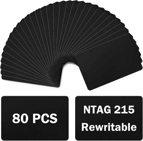 Origin-Joy 100 PCS NFC Cards, NTAG215 Blank Waterproof 85.5 x 54mm NFT Chips, Programmable & Rewritable, Compatible with Amiibo, TagMo, iOS & Android Devices (Black) in Kuwait