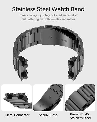 Miimall Metal Band متوافق مع Amazfit T-rex 3 ، مقاوم للماء ، خفيفة الوزن ، حزام بديل للنساء متين للنساء ، سوار معصم قابل للتعديل ، سوار من الفولاذ المقاوم للصدأ 22 مم لـ Amazfit T-Rex 3 in Kuwait