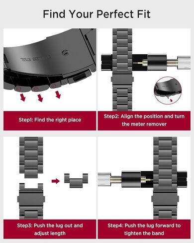 Miimall Metal Band متوافق مع Amazfit T-rex 3 ، مقاوم للماء ، خفيفة الوزن ، حزام بديل للنساء متين للنساء ، سوار معصم قابل للتعديل ، سوار من الفولاذ المقاوم للصدأ 22 مم لـ Amazfit T-Rex 3 in Kuwait
