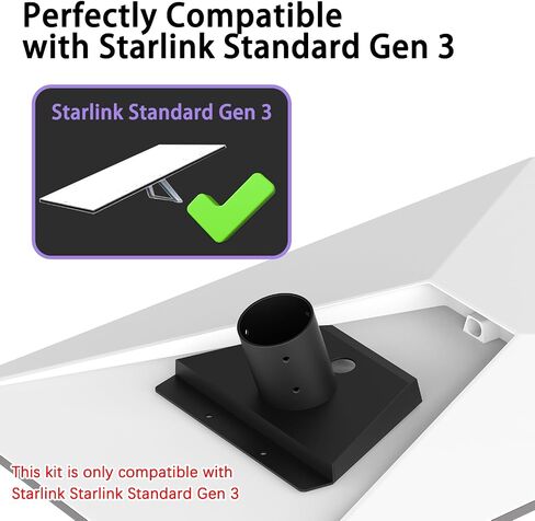 Starlink Gen 3 Pipe Adapter, 2 Inch Mounting Kit for Starlink, V3 Pole Mount Adapter, Silver Metal Frame, Pole Mount in Saudi Arabia