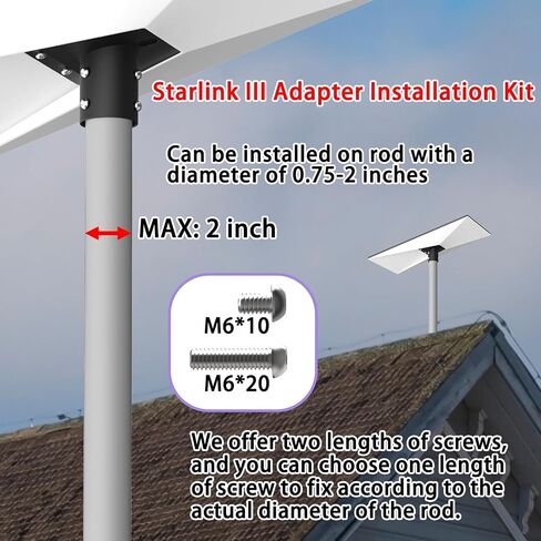 Starlink Gen 3 Pipe Adapter, 2 Inch Mounting Kit for Starlink, V3 Pole Mount Adapter, Silver Metal Frame, Pole Mount in Saudi Arabia