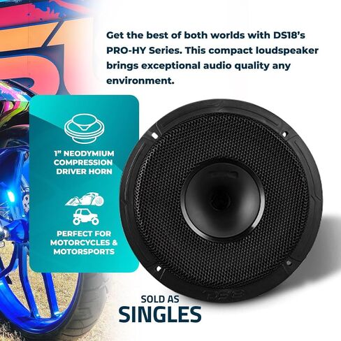 DS18 PRO-HY8MSL 8" Shallow Hybrid Mid-Range Car Audio Loudspeaker with Built-in Driver and Grill Included 400W Max 200W RMS 8 Ohms (1 Speaker) in Saudi Arabia