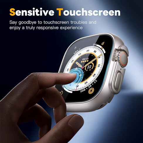 Misxi [2+2 Pack Case for Apple Watch Ultra 2 / Ultra 49mm, Hard PC Bumper + Tempered Glass Screen Protector [with Auto Alignment Tool Kit], Anti-Scratch Protection Cover for iWatch, Transparent in Kuwait