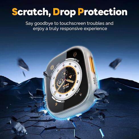 Misxi [2+2 Pack Case for Apple Watch Ultra 2 / Ultra 49mm, Hard PC Bumper + Tempered Glass Screen Protector [with Auto Alignment Tool Kit], Anti-Scratch Protection Cover for iWatch, Transparent in Kuwait