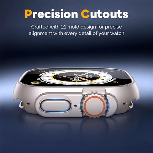 Misxi [2+2 Pack Case for Apple Watch Ultra 2 / Ultra 49mm, Hard PC Bumper + Tempered Glass Screen Protector [with Auto Alignment Tool Kit], Anti-Scratch Protection Cover for iWatch, Transparent in Kuwait