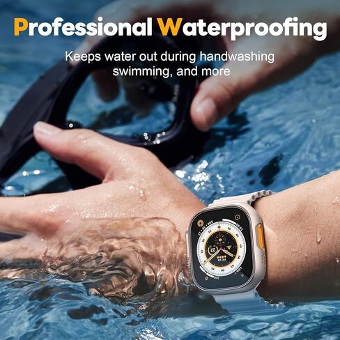 Misxi [2+2 Pack Case for Apple Watch Ultra 2 / Ultra 49mm, Hard PC Bumper + Tempered Glass Screen Protector [with Auto Alignment Tool Kit], Anti-Scratch Protection Cover for iWatch, Transparent in Kuwait