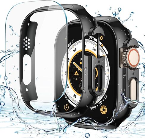 Misxi [2+2 Pack Case for Apple Watch Ultra 2 / Ultra 49mm, Hard PC Bumper + Tempered Glass Screen Protector [with Auto Alignment Tool Kit], Anti-Scratch Protection Cover for iWatch, Transparent in Saudi Arabia