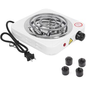 Joyzan Electric Single Burner, Countertop Coil Stainless Steel Portable Adjustable Temperature Hot Plate Cooktop Home Compact Electric Coiled Stove Outdoor Cooking Indicator Light US Plug 110V 1000W