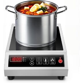 Portable Induction Cooktop,Professional Hot Plate,1800W Commercial Countertop Burner,Stainless Steel Electric Stove Top with Large 8'' Dual Layer Heating Coil, 24 Hours Timer,11Temperature&Power Level