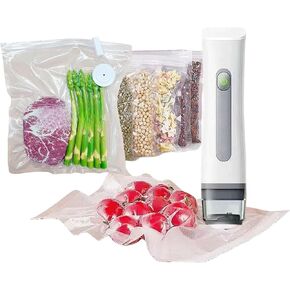 Handheld Vacuum Sealer for Food, Food Storage Bags Set, Reusable Sous Vide Bags (Vacuum Sealer Pump + 14 Bags)