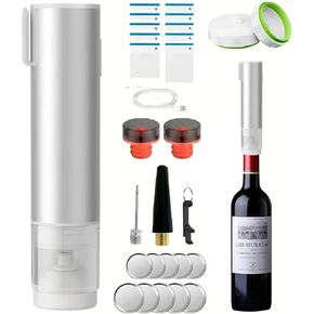 Electric Mason Jar Vacuum Sealer Kit，50-60KPA Suction Wireless Household Handheld Vacuum Sealer，Low Noise Sealer Machine with Regular Lids/Wild Mouth Lids，S/L Fresh Bag