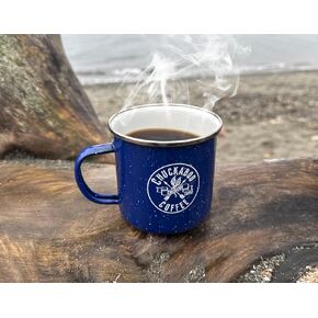 Enamel Camp Mug, 16oz, Navy Blue with Logo, Outdoor and Home Use