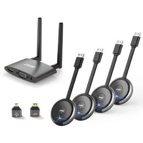 TIMBOOTECH Wireless HDMI Transmitter x 4 and Receiver 4K, 5.8G HDMI Wireless Transmitter Receiver Transmission Stable Video, Plug & Play, Support HDMI & VGA Dual Screens,165FT/50M, Grey