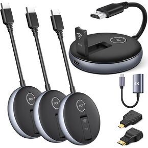 اللاسلك اللاسلكي HDMI G9R- جهاز إرسال واحد وثلاثة أجهزة استقبال ، 165 قدمًا/50 مترًا من طقم موسع TV ، وتكنولوجيا التحكم في الحرارة ، والتوصيل والتشغيل ، 5.8G/2.4G @60Hz- دفق لاسلكيًا من الكمبيوتر المحمول/الكمبيوتر المحمول إلى التلفزيون/الشاشة المتعددة
