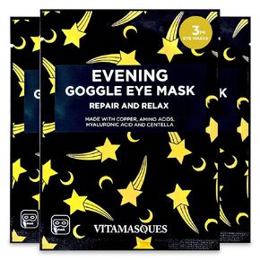 Vitamasques Under Eye Mask, 3-Pack Ultra-Revitalizing Goggle Mask, Korean Skin Care, Hydrates & Smooths Fine Lines & Tired Looking Under Eyes - Hyaluronic Acid & Centella