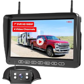 RV Backup Camera Wireless for Furrion System:7" HD 1080P Video Recording Split Screen Rear View Camera, 170°Wide Angle with IR Night Vision Back up Camera for RVs Campers and Trailers Foxpark