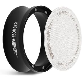 MHW-3BOMBER 58mm Espresso Dosing Funnel & Puck Screen Set, Magnetic Dosing Rring & Reusable Filter kit Compatible with 58mm Bottomless Portafilter, Coffee Dosing Ring with Eppresso Puck DR7013-OS