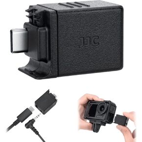 Osmo Action 5 Pro Mic Adapter, 3.5mm Audio Mic Adapter for DJI Osmo Action 5 Pro 4, Supports Microphone Input, External Microphone Converter with Type-C（for Charging）Interface for Recording Vlogging