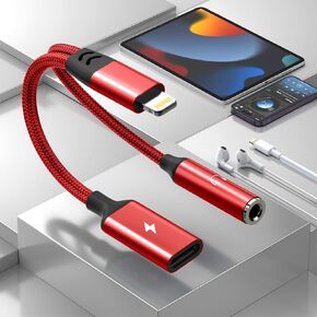 Opluz Lightning to 3.5 mm Headphone Adapter 2 in 1 iPhone 3.5mm Jack Adapter Aux Audio and Charger Adapter Dongle Cable Splitter Earphones Headphones Splitter for iPhone 14 13 12 11 XS XR X 8 7 ipad