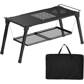 Folding Camping Table Portable, Sturdy Extended Outdoor Table for Camping, Height and Width Adjustable IGT Camping Tables with Carry Bag for Outside, Picnicing, Fishing, Patio, Garden, Black
