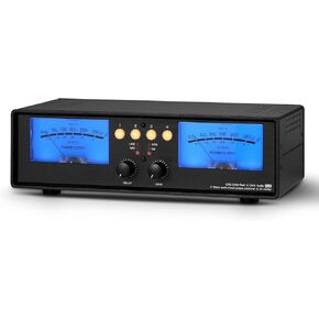 Douk Audio VU2 MIC & Line Dual VU Meter, Analog Sound Level Indicator, 4-Way Splitter Switch, Audio Switcher Box for Speaker/Amplifier/Preamp (Blue Version)