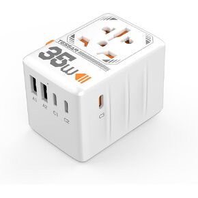 TESSAN Universal Travel Adapter, International Power Adapter with 4 USB Ports (1 USB C), Worldwide Plug Adaptor Wall Charger for USA to Europe UK France Germany Spain Ireland Australia(Type C/G/A/I)