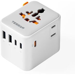 TESSAN Universal Travel Adapter, International Power Adapter with 4 USB Ports (1 USB C), Worldwide Plug Adaptor Wall Charger for USA to Europe UK France Germany Spain Ireland Australia(Type C/G/A/I) in Kuwait