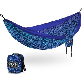 ENO DoubleNest Hammock - Lightweight, Portable, 1 to 2 Person Hammock - for Camping, Hiking, Backpacking, Travel, a Festival, or The Beach - Splash/Sapphire