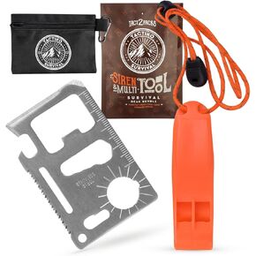 Siren and Multitool - Emergency Whistle & 10-in-1 Stainless Steel Pocket Tool with Carry Pouch - Essential Survival Gear Bundle for Camping, Hiking, and Outdoors - U.S. Company