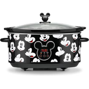 Disney Mickey Mouse 7-Quart Digital Slow Cooker with Sound - Food Warmer for Dips, Soup & More - with Removable Stoneware - Kitchen Essential for Parties
