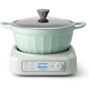 BUYDEEM 5-in-1 Slow Cooker, Multi-Cooker with Removable NonStick Stockpot 4.7QT, Two Temperature Settings, Auto Keep Warm for 2H, Cozy Greenish