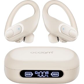 occiam Wireless Earbuds Bluetooth Headphones 96Hrs Playback Sport Ear Buds with Earhooks Microphone in-Ear Earphones Stereo Sound for Laptop Pad Phones Workout Running Exercise Gym (Pink, M)