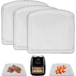 GWY Air Fryer Dehydrator Rack 3 PCS for Chefman 6.3QT 4-In-1 Digital Air Fryer Oven, 9.53''× 9.53''× 0.59'' Steel Air Fryer Plate Replacement Parts wire Rack