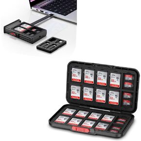Memory Card Case + Card Reader: Pop Up Style Memory Card Case with SD Card Reader Case