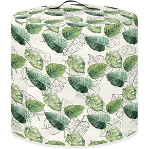 Cozeyat Green Leaves Air Fryer Cover Dust Cover, Round Protective Cover Bag with 2 Pocket and Handle for Electric Pressure Cooker/Rice Cooker