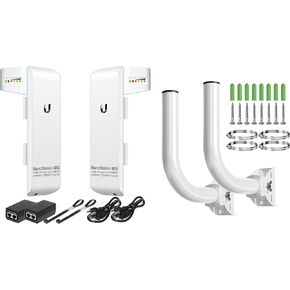 Wireless Bridge Ubiquiti NSM5 PRE-CONFIGURED Bundle of 2 Ubiquiti NanoStation M5 with 2 Poles, Point to Point Outdoor WiFi Bridge, Plugh and Play, 5GHz, 150+Mbps, 15km Link Range, Network WiFi Bridge.