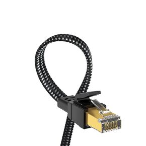Cat 8 Ethernet Cable(10ft + 3ft), 26AWG Nylon Braided High Speed Heavy Duty Cat8 Network LAN Patch Cord, 40Gbps 2000Mhz SFTP RJ45 Flat Cable Shielded in Wall, Indoor&Outdoor for Modem/Router/Gaming/PC
