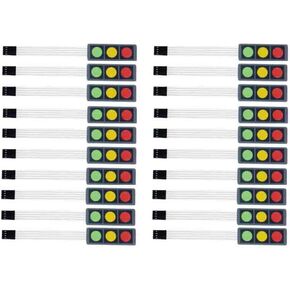 20pcs 1x3 Matrix Array Membrane Switch Keypad 3 Keys Red Green Yellow Keyboard 1X3 Keys Display Switch Control Panel for DIY
