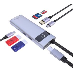7-in-1 USB C Hub, 4K 30Hz HDMI Adapter, USB-C Docking Station with 100W PD, TF/MicroSD Card Reader, USB-A 2.0,3.0,Type-C 3.0 Ports,Compatible with iPhone 15/Mac/Steam Deck/Rog Ally