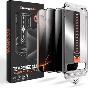 chubbycable SpyBlocker - 2 PCS Military-Grade Privacy Screen with Magic Installer & Self-Cleaning Adhesive, Anti-Spy Screen Protector Compatible with iPhone 16 Pro Max