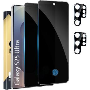 [2+2 Pack] Galaxy S25 Plus Privacy Screen Protector ، 2 Pack Prix Privacy Film With 2 Cample Lens Presced Closp ، Clarity High ، Prote Spo for Samsung S25 Plus 5G Screen