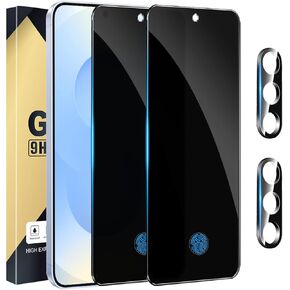 [2+2 Pack] Privacy Screen Protector Compatible with Galaxy S25 Ultra 5G - 2 Tempered Film + 2 Camera Lens Glass, High Clarity, Bubble Free, Anti-Spy Protection - Anti-Shatter