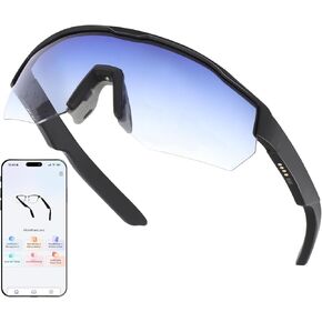 AI Translation Smart Sport Glasses for Cycling, AI Translator, Bluetooth 5.4 Sunglasses for Men Women, Open Headphones, Anti UV and All-Day Comfort, Photochromic, Transition Cylindrical Lenses, Black