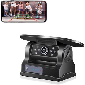BSD WiFi Solar Magnetic Hitch Camera, GreenYi Wireless 720P Blind Spot Detection Backup Cam with Rechargeable Battery for iPhone iPad Android Phone Tablet, Hitching of Trailer, Fifth Wheels, Camper