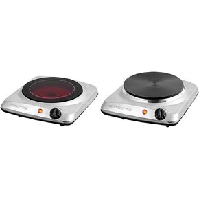 OVENTE Countertop Infrared Single Burner, 1000W Electric Hot Plate & Electric Countertop Single Burner, 1000W Cooktop with 7.25 Inch Cast Iron Hot Plate