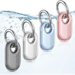 4 Pack Smarttag2 Holder,TPU Smarttag2 case Waterproof and Samsung Galaxy SmartTag2 Case with Keychain, Shockproof&Dustproof Smarttag2 Holders for Pet Tracking, Bags, Kids, Keys, Luggage and Valuables