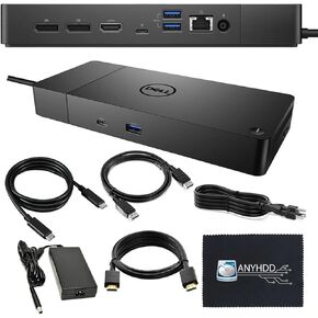 Dell WD19 Docking Station Bundle - Dell Dock with 130W Power Adaper + HDMI Cable + DisplayPort Cable + USB-C Cable + Microfiber Cloth Included (Renewed)