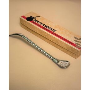 Premium Handcrafted Cincelada Alpaca 'Bombilla Yerba Mate' Semi Pico de Loro - Silver, 7 Inches (18 cm) - Twisted Design, Ergonomic and Easy to Clean - Ideal for Mate Enthusiasts.